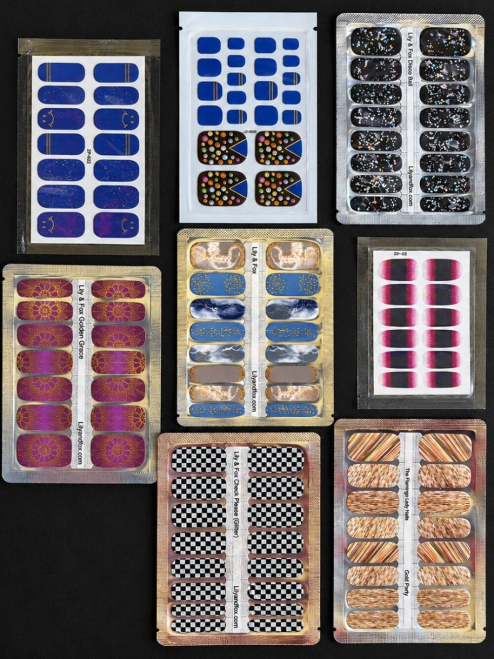 Winter Holiday Nail Wraps Lot 8 Lily & Fox Flamingo Lady Party Glitter